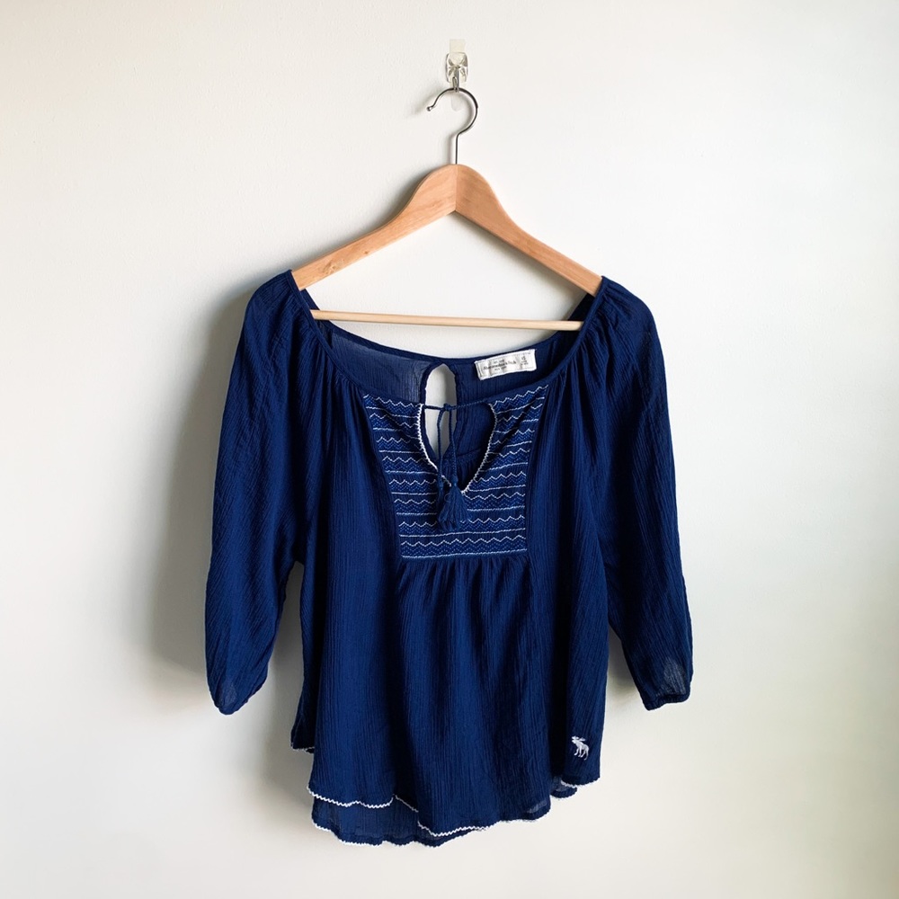 Abercrombie & Fitch Blue Peasant Blouse